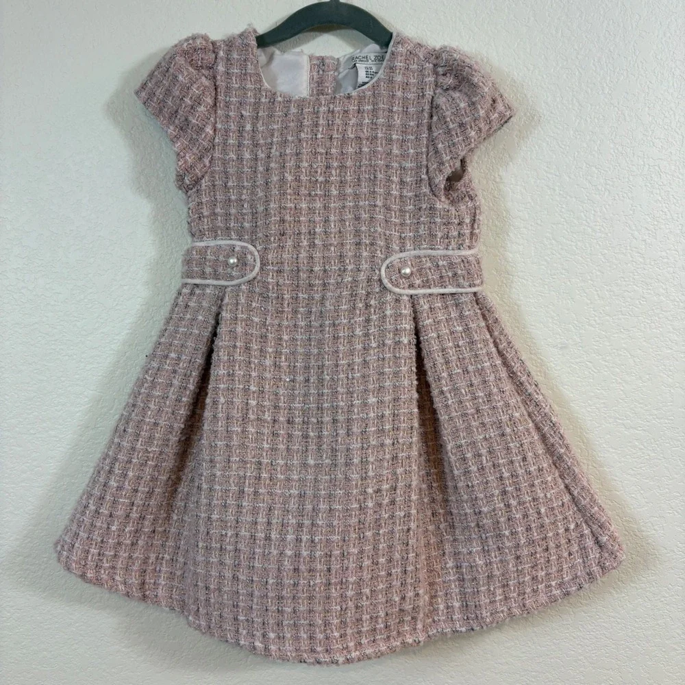 Rachel Zoe Tweed Dress Girls 4T Pink Pearl Accent Holiday Party Event Church